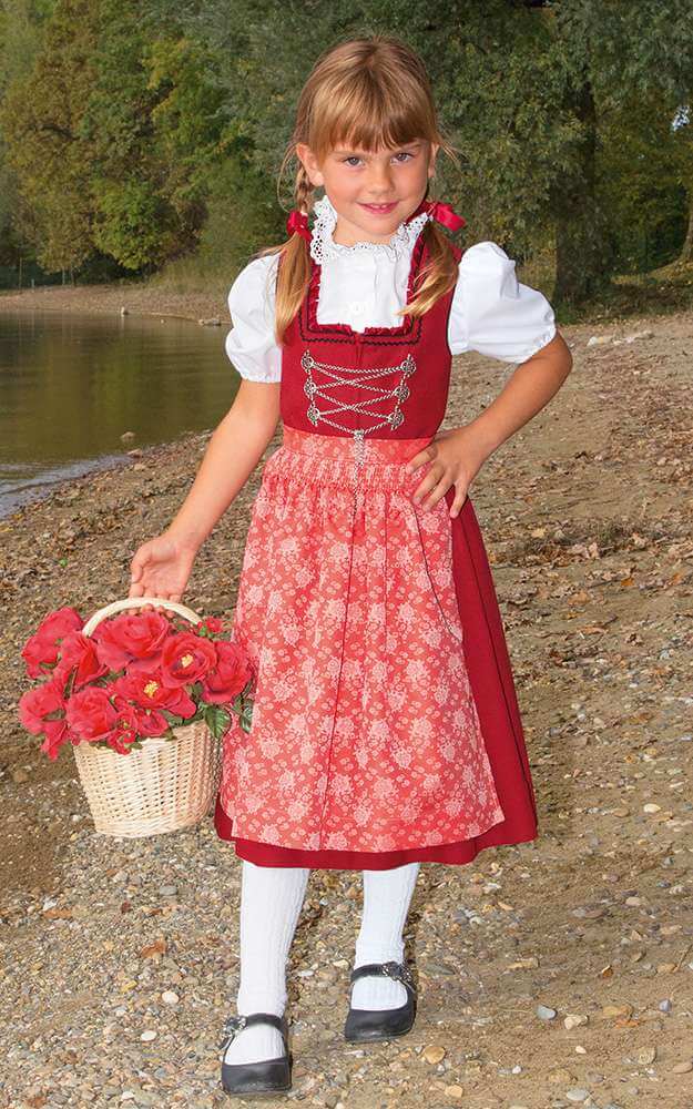 Dirndl Für Mädchen - Bayerisches Oktoberfest Kleid Mit Schürze 3-teilig