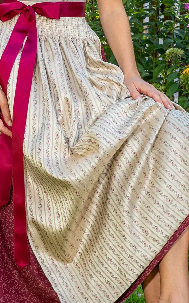 Schürze Abtsee Extra, natur/rosa Streifen