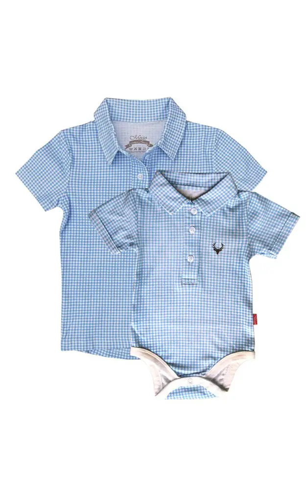 Baby-Body Basti kurzarm, blau/weiß