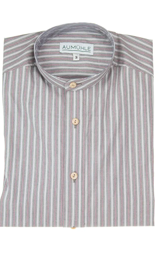 Hemd 03 13425P, grau/beere Stehkragen