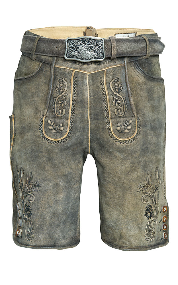 Lederhose Nil mit Gürtel, graubraun