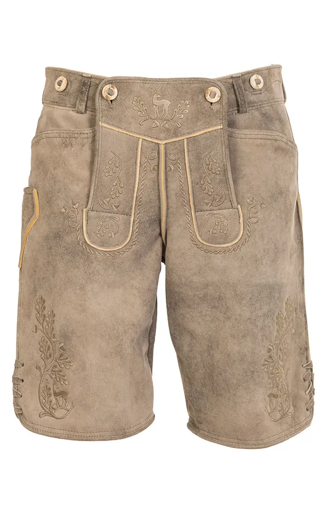Lederhose Franz ohne Träger, graubeige/natur