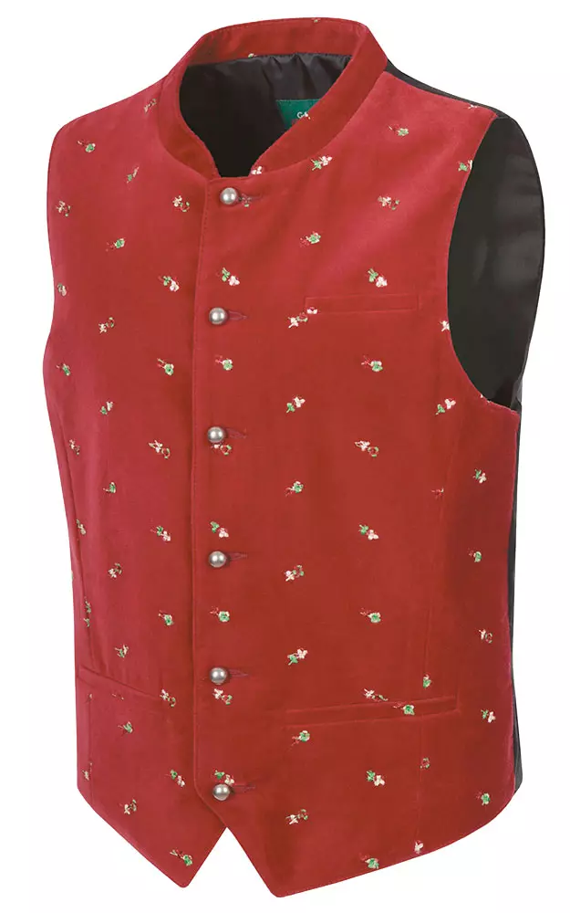Kinderweste Samt bestickt, weinrot