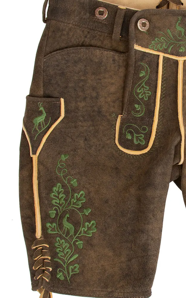 Hirschlederhose Ludwig ohne Träger, rauchschwarz