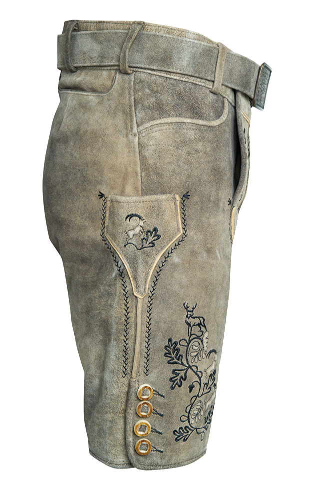 Lederhose Luigi mit Gürtel, graubraun