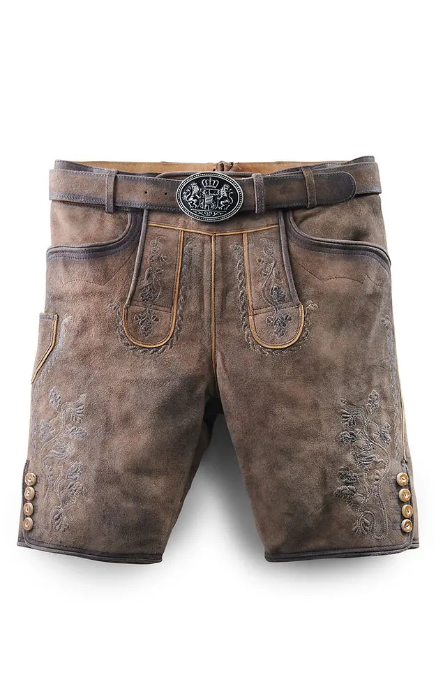 Lederhose Horn mit Gürtel, humus