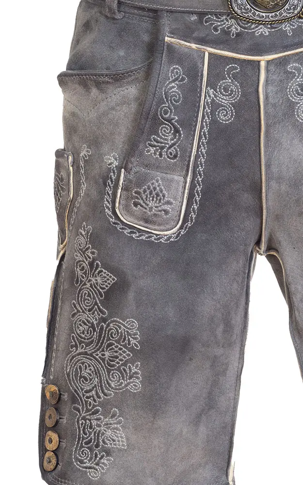 Lederhose Goliath mit Gürtel, kohle