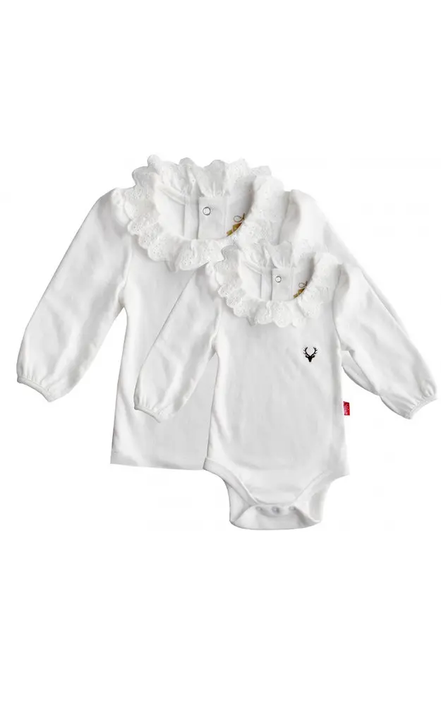 Baby-Body Rüsche langarm, weiß