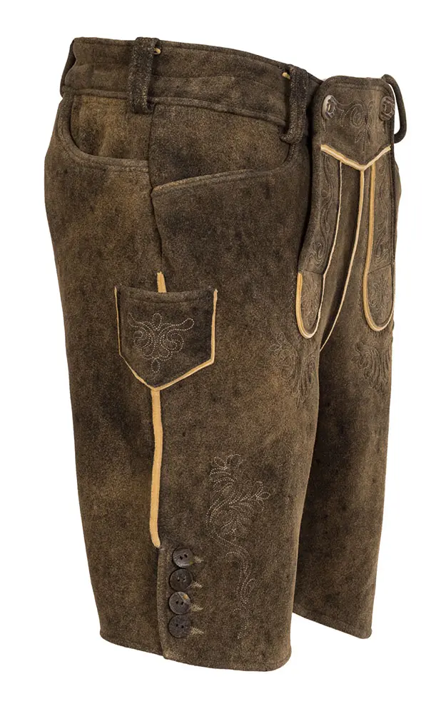 Hirschlederhose Spitzbua mit Gürtel, buche rustikal
