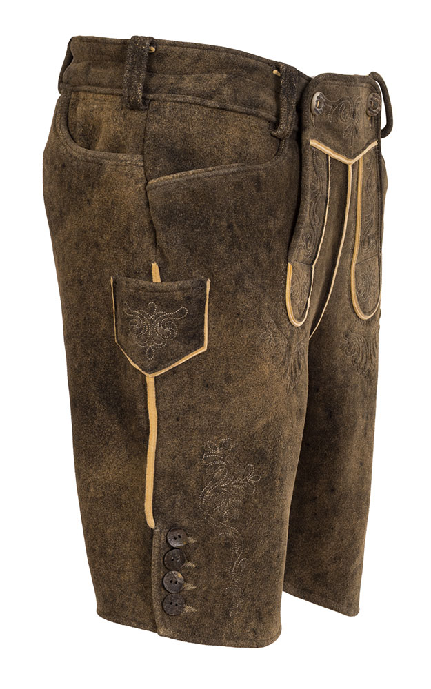 Hirschlederhose Spitzbua mit Gürtel, buche rustikal