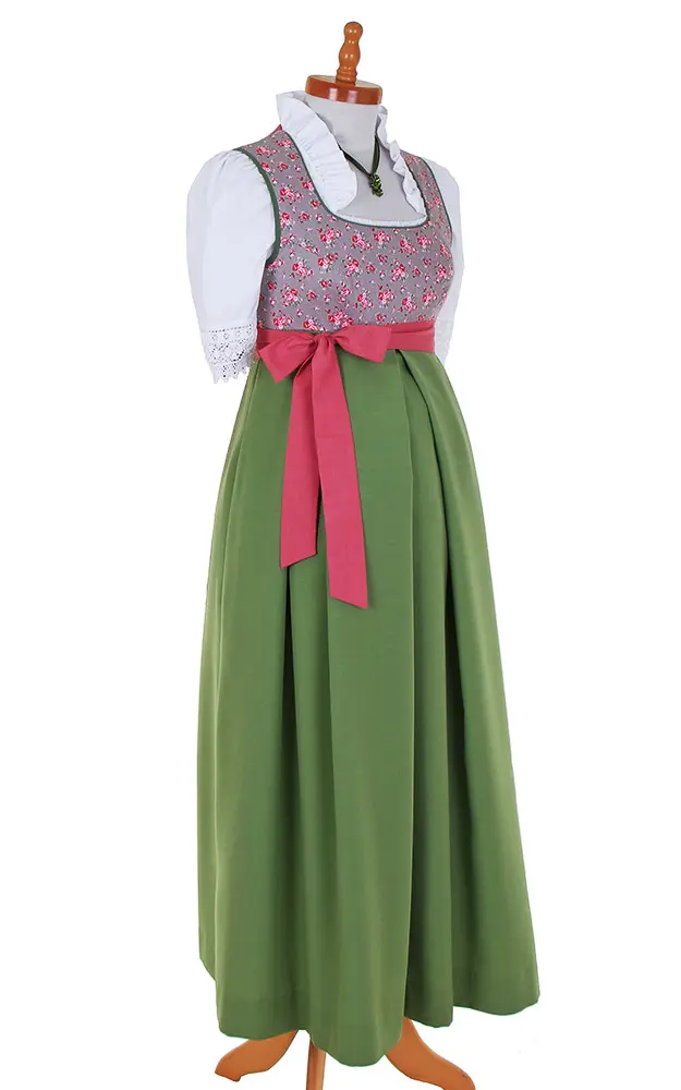 Schwangerschaftsdirndl mit Band, taupe/grün