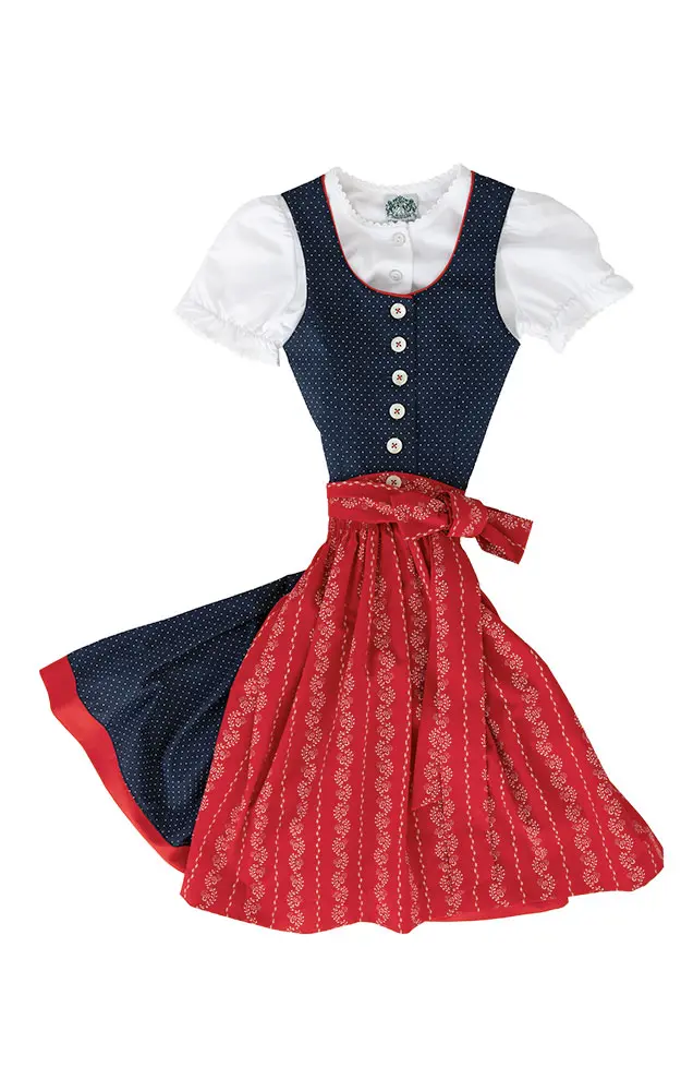 Kinderdirndl Kärnten mit Schürze u. Bluse, blau