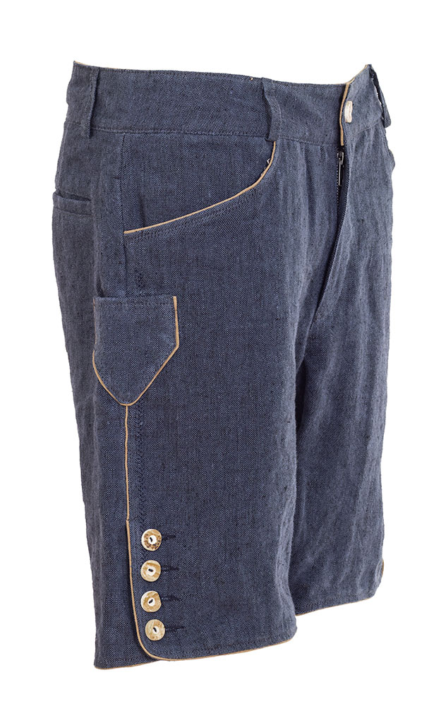 Stofflederhose Leinen, blau