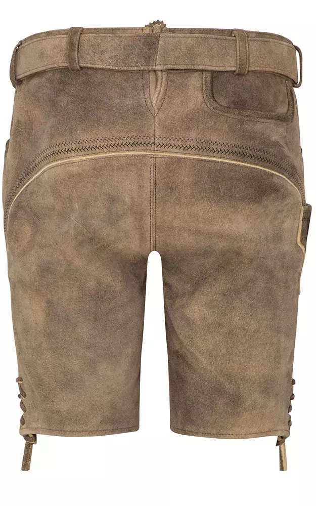 Lederhose Alois mit Gürtel, hellbraun rustikal