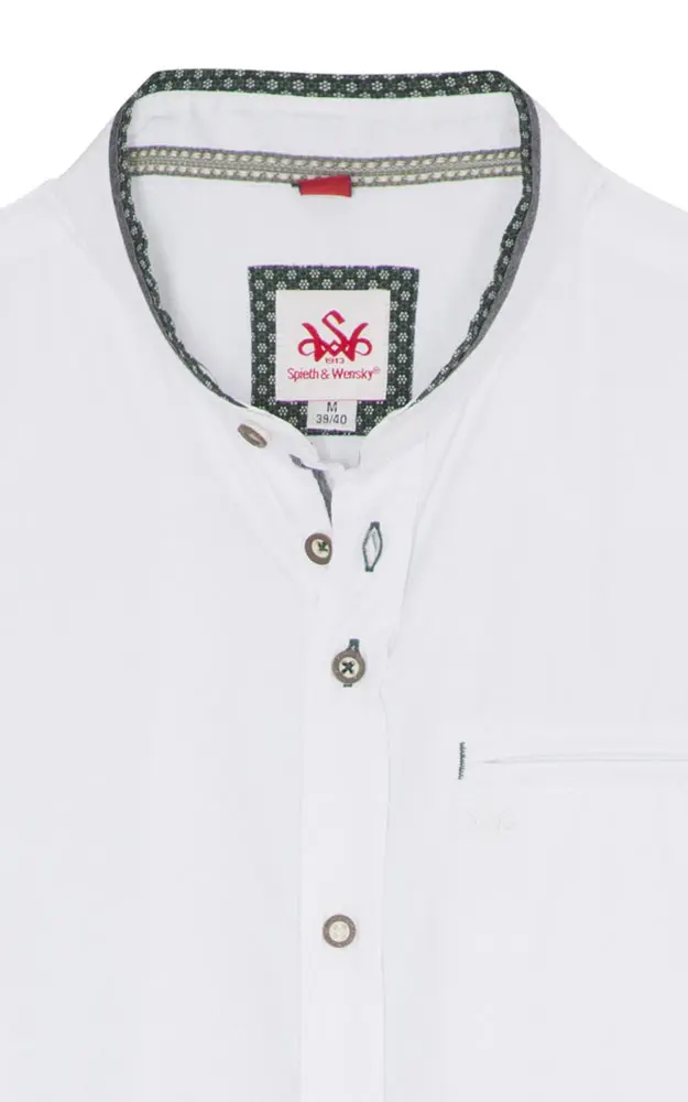 Hemd Greiling SK, weiß/dgrün - Slim fit