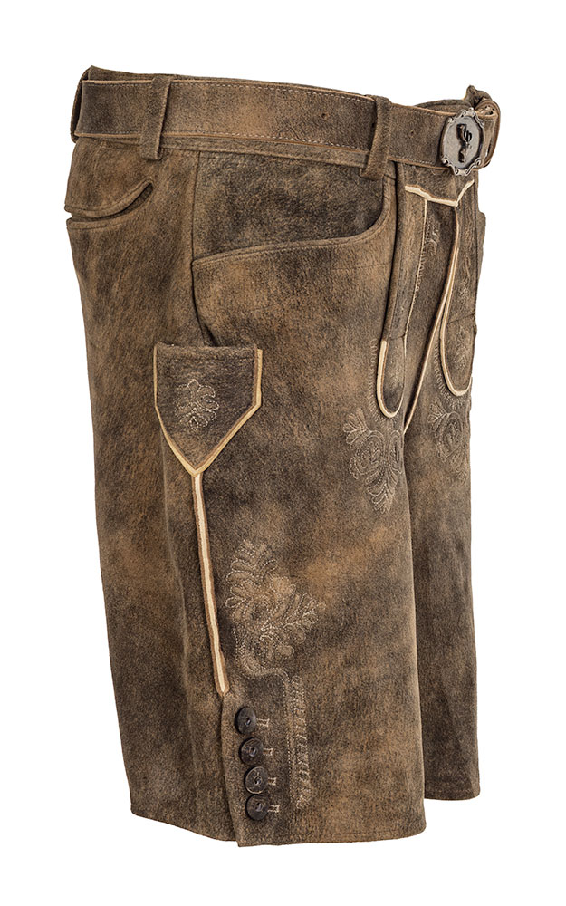 Lederhose Wilderer mit Gürtel, braun