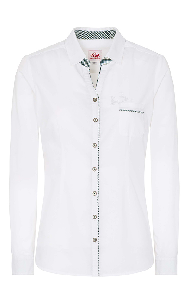 Trachtenbluse Polenta, weiß/grün