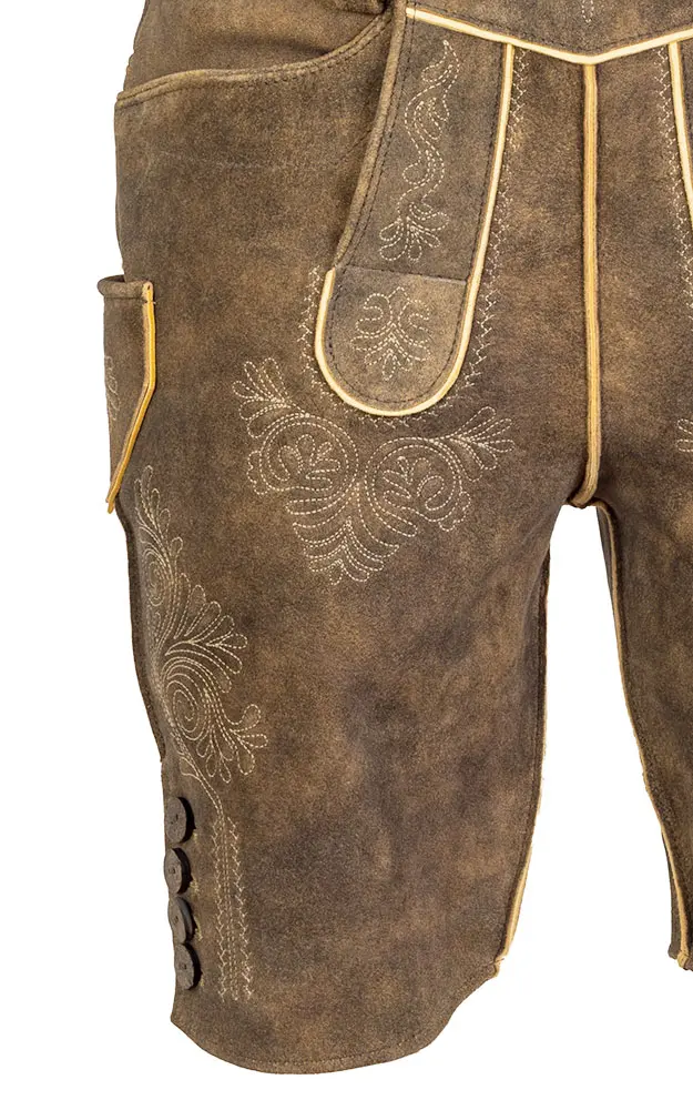 Lederhose Karl mit Gürtel, torf