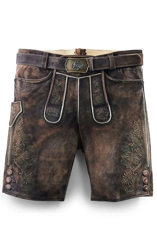 Lederhose Hector, mit Gürtel moor