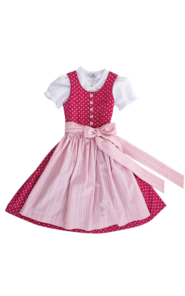 Kinderdirndl Wallersee mit Schürze u. Bluse, pink