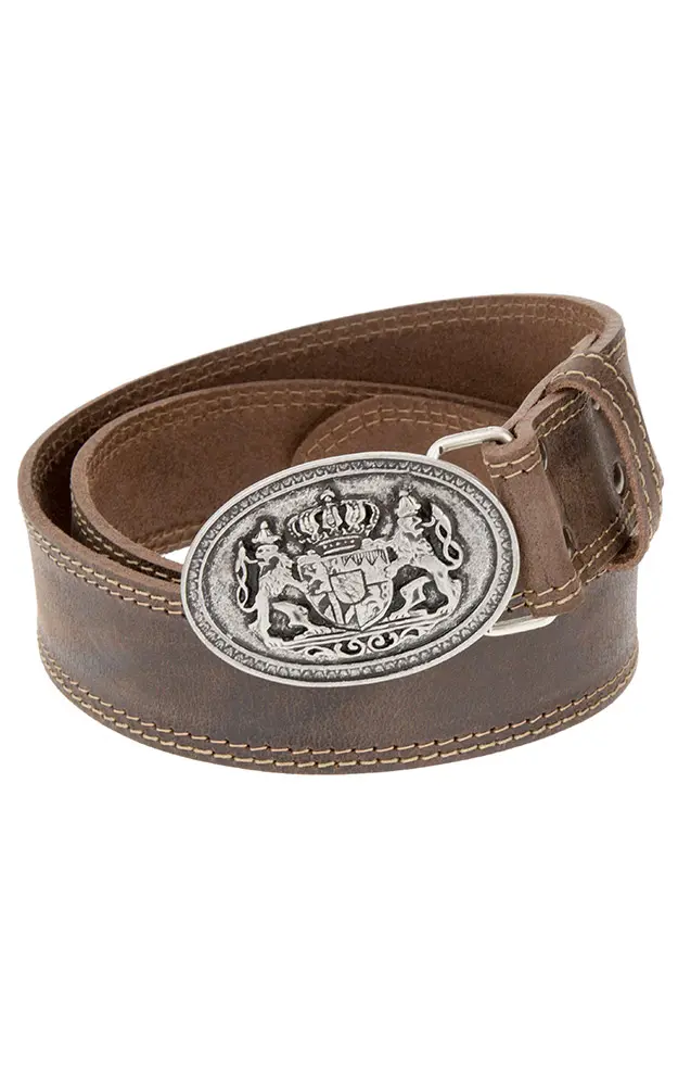 Herrengürtel Bayernwappen, dunkelbraun