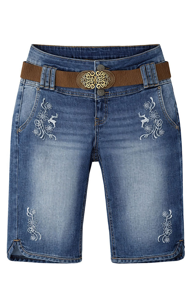 Damen Jeans Short inkl. Gürtel, blau