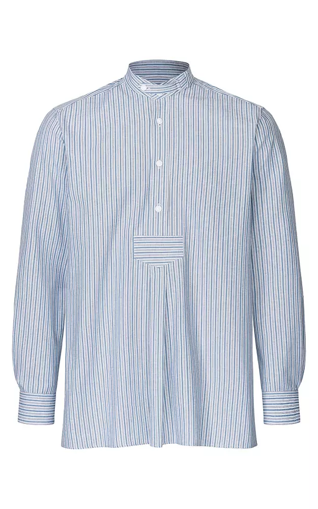 Hemd Mirko, blau/weiß Stehkragen