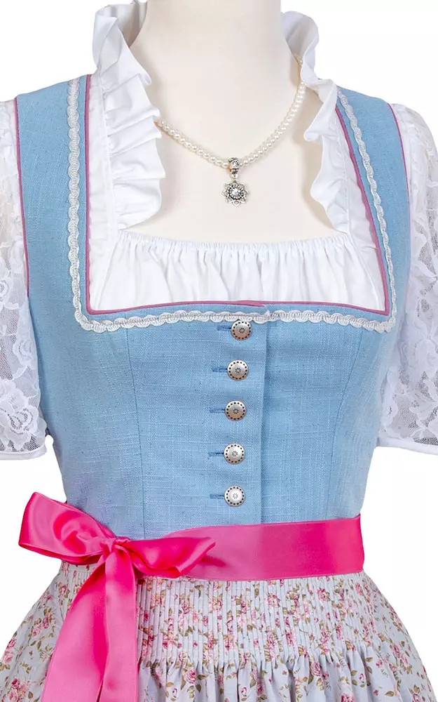 Blusendirndl Hallbach /E hellblau, mit Schürze