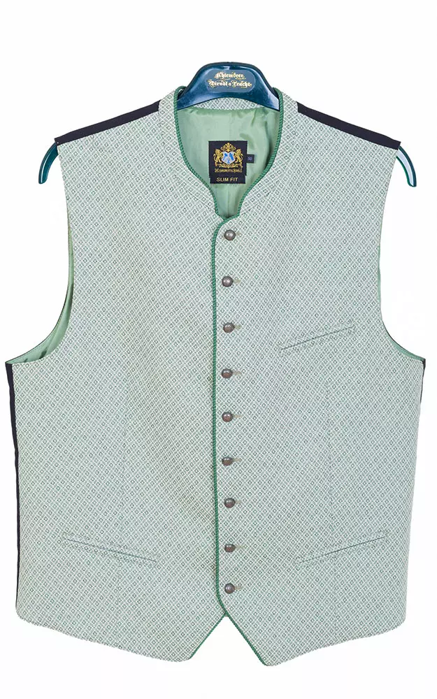 Weste Norbert, grün/beige gemustert - Slim fit