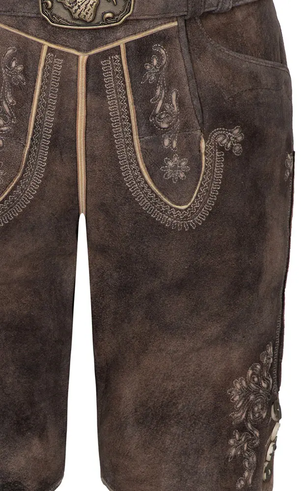 Lederhose Steinbach mit Gürtel, marone