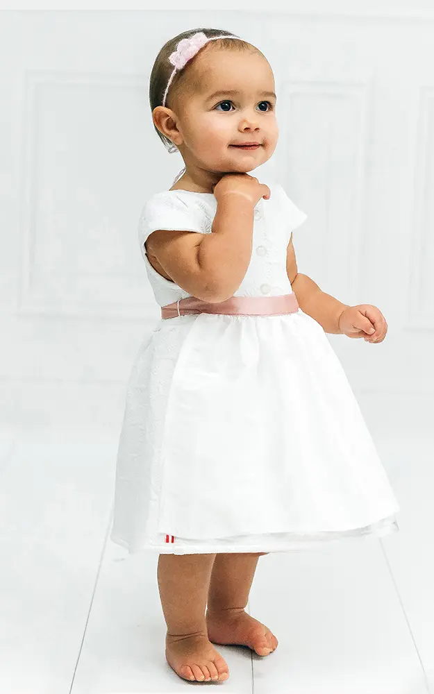 Baby-Dirndl Marie Taufe & Hochzeit mit Schürze, weiß