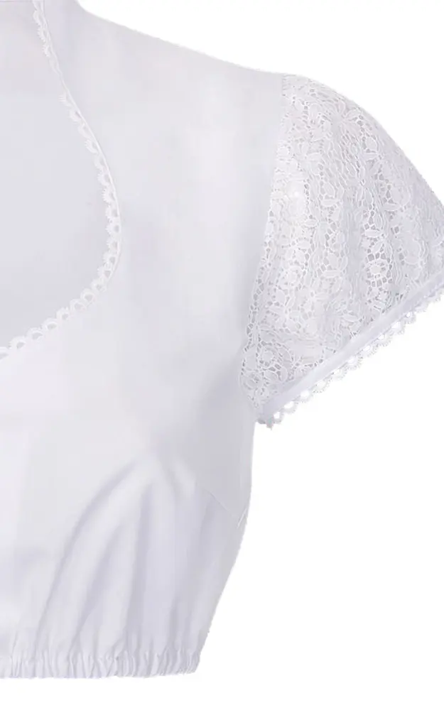 Dirndlbluse 01 0302 73, weiß Spitzenarm
