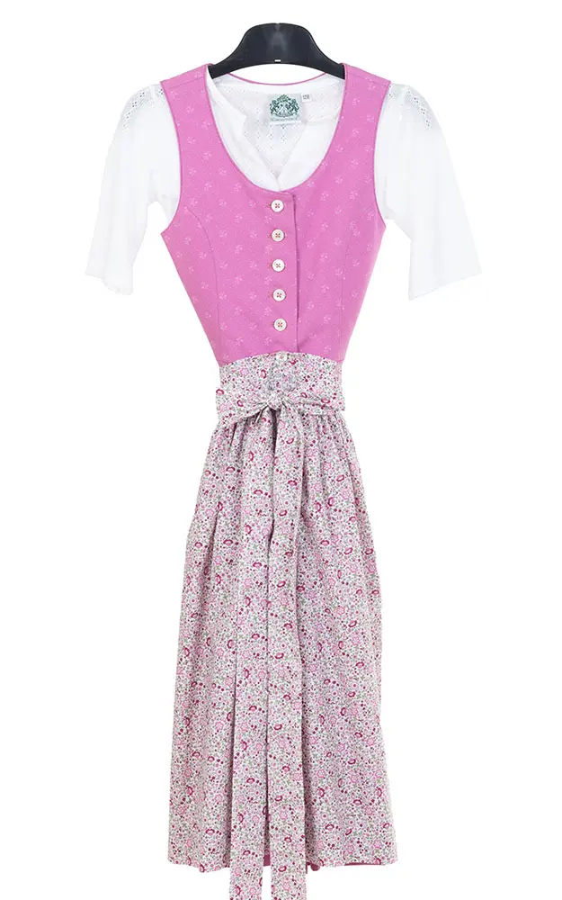 Kinderdirndl Bergsee, mit Schürze u. Bluse altrosa
