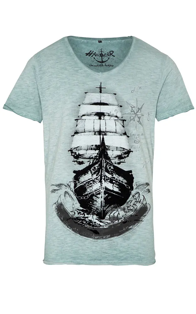 T-Shirt Wind, türkis/blau meliert