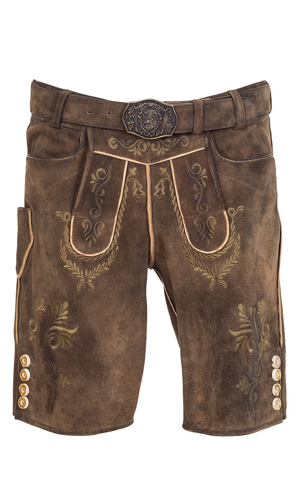 Lederhose Bregenz mit Gürtel, dunkelbraun