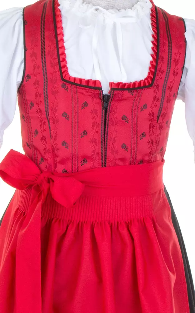Kinderdirndl Sophie 2 rot/schwarz, mit Schürze
