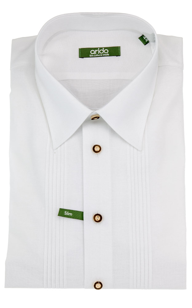 Hemd Arido 12 Biesen, weiß slim