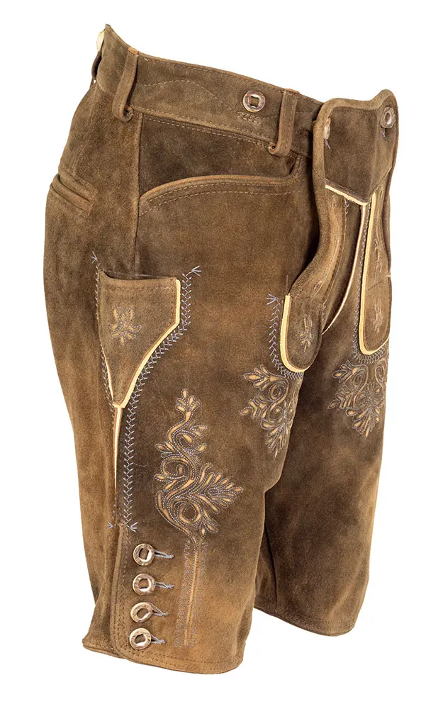 Lederhose Donau2 ohne Träger, braun/blau