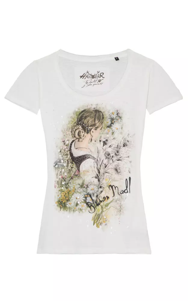 Damen-Shirt Blumen Madl, weiß