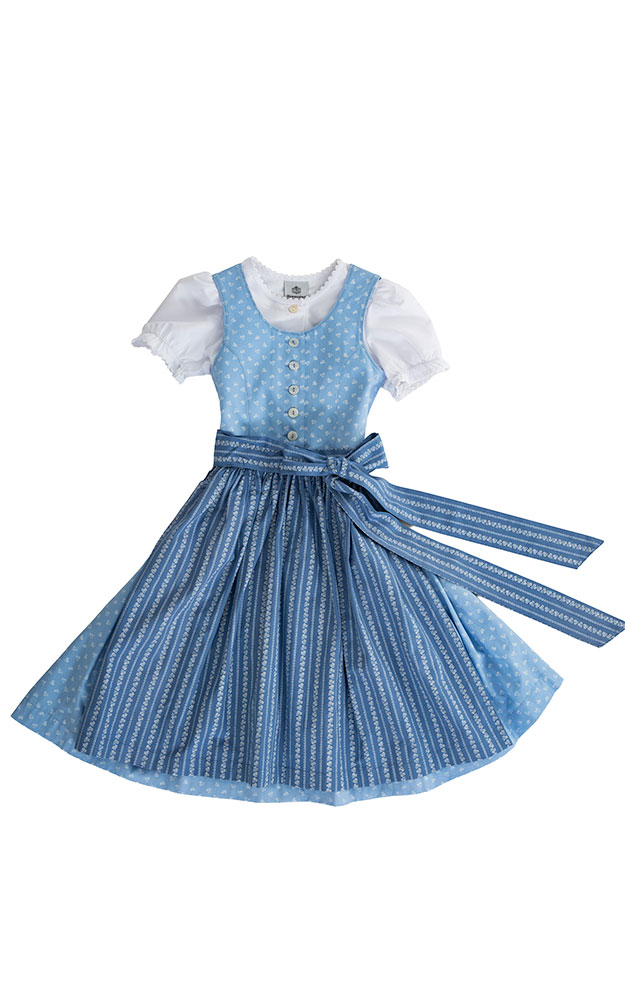 Kinderdirndl Wallersee mit Schürze u. Bluse, hellblau