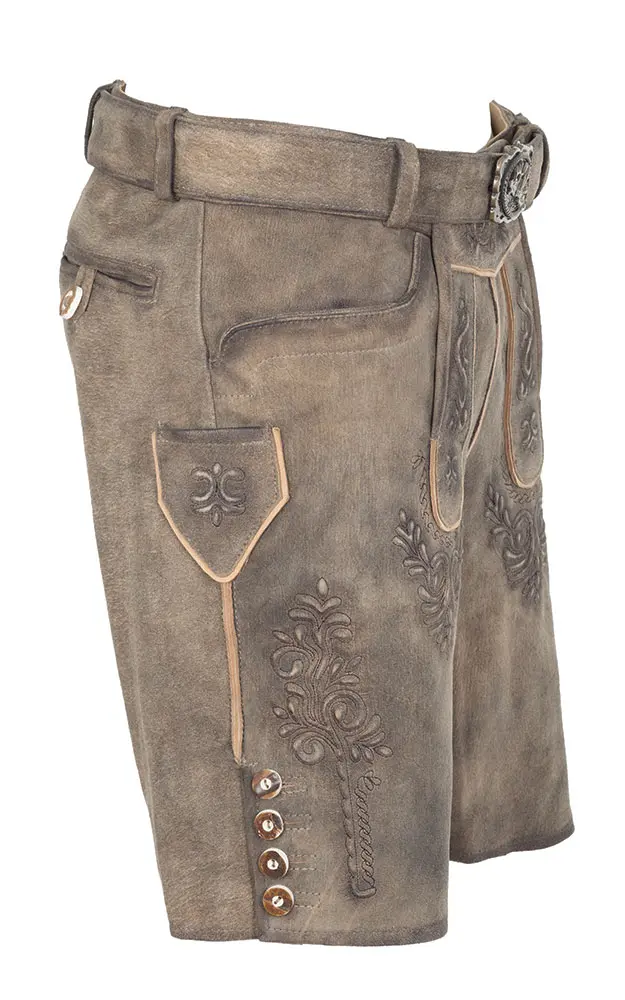 Lederhose Wernhart, mit Gürtel, marmor