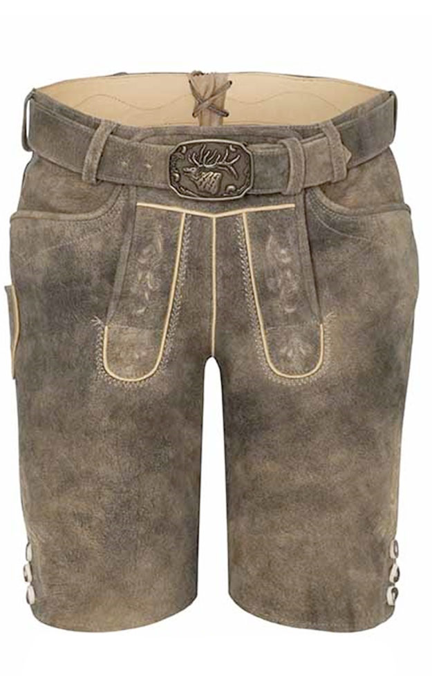 Lederhose Rampoldi mit Gürtel, schotter