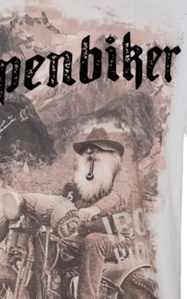 T-Shirt Alpenbiker, weiß