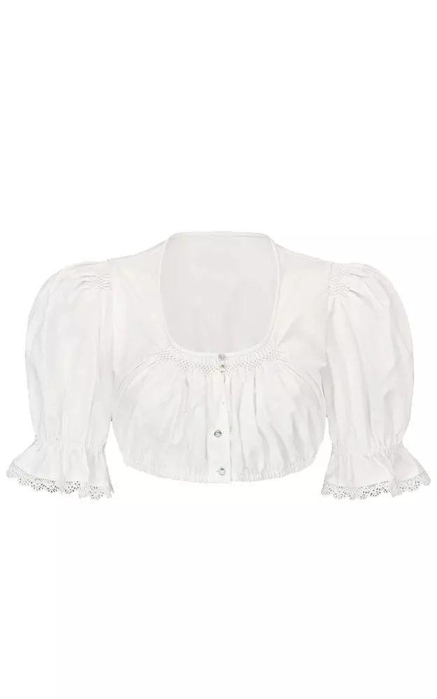 Dirndlbluse Alma, weiß Waffelsmok