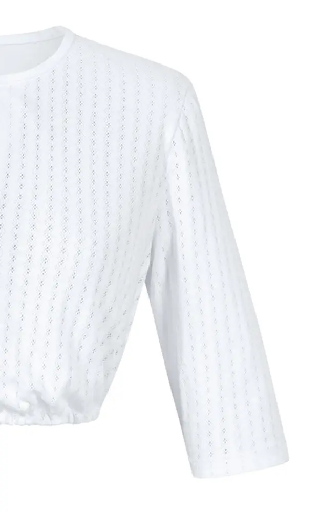 Dirndlbluse Carola 2931, weiß Spitzenarm mlang