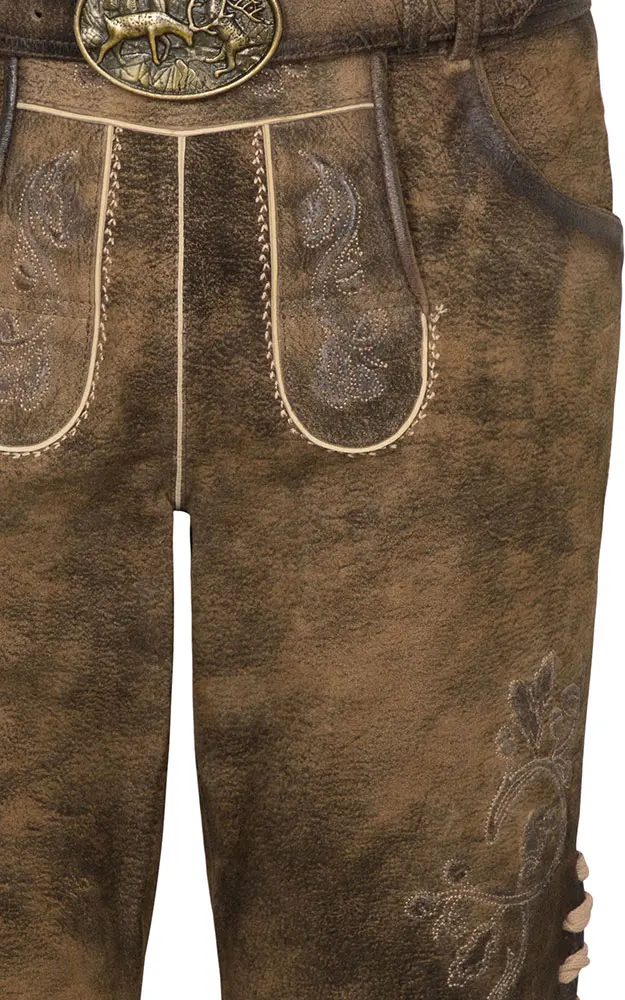 Lederhose Havel mit Gürtel, tabak/holz
