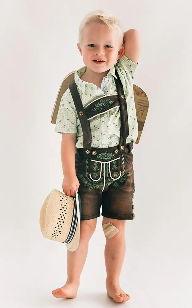 Baby-Stoff-Lederhose Fabi, dunkelbraun