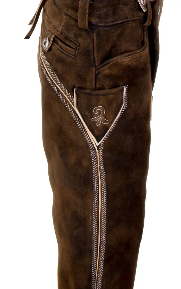 Lederhose Ludwig mit Träger, nougat
