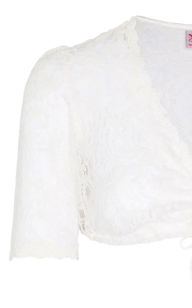 Dirndlbluse Hadia, weiß Spitzenarm