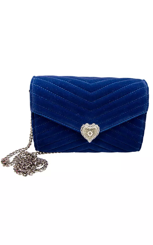 Trachtentasche Samtclutch, blau